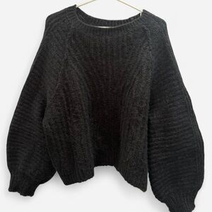 Free People Black/Charcoal Knit Sweater